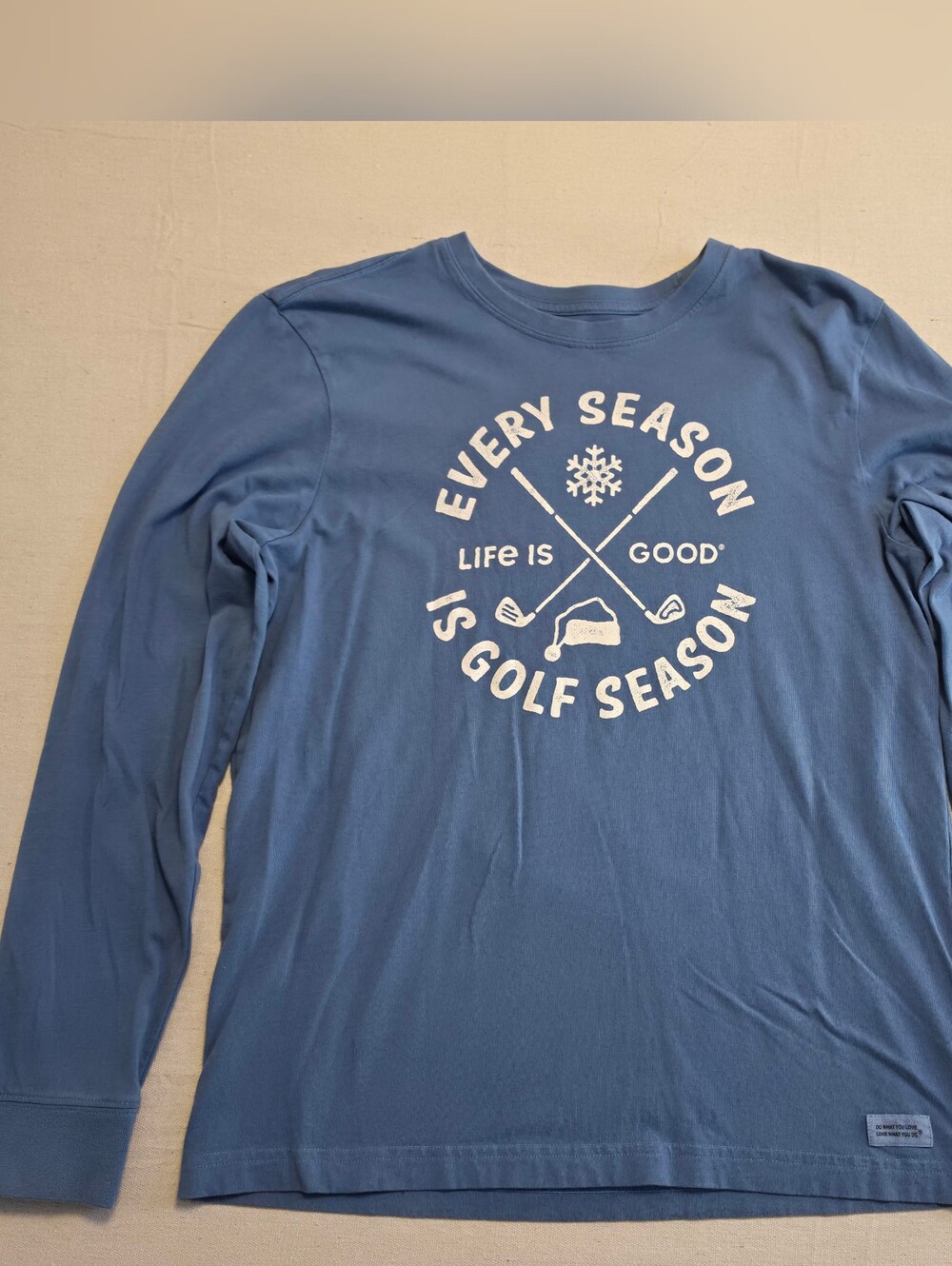 Life Is Good Crusher Men’s Long Sleeve Blue Golf T-shirt Size M